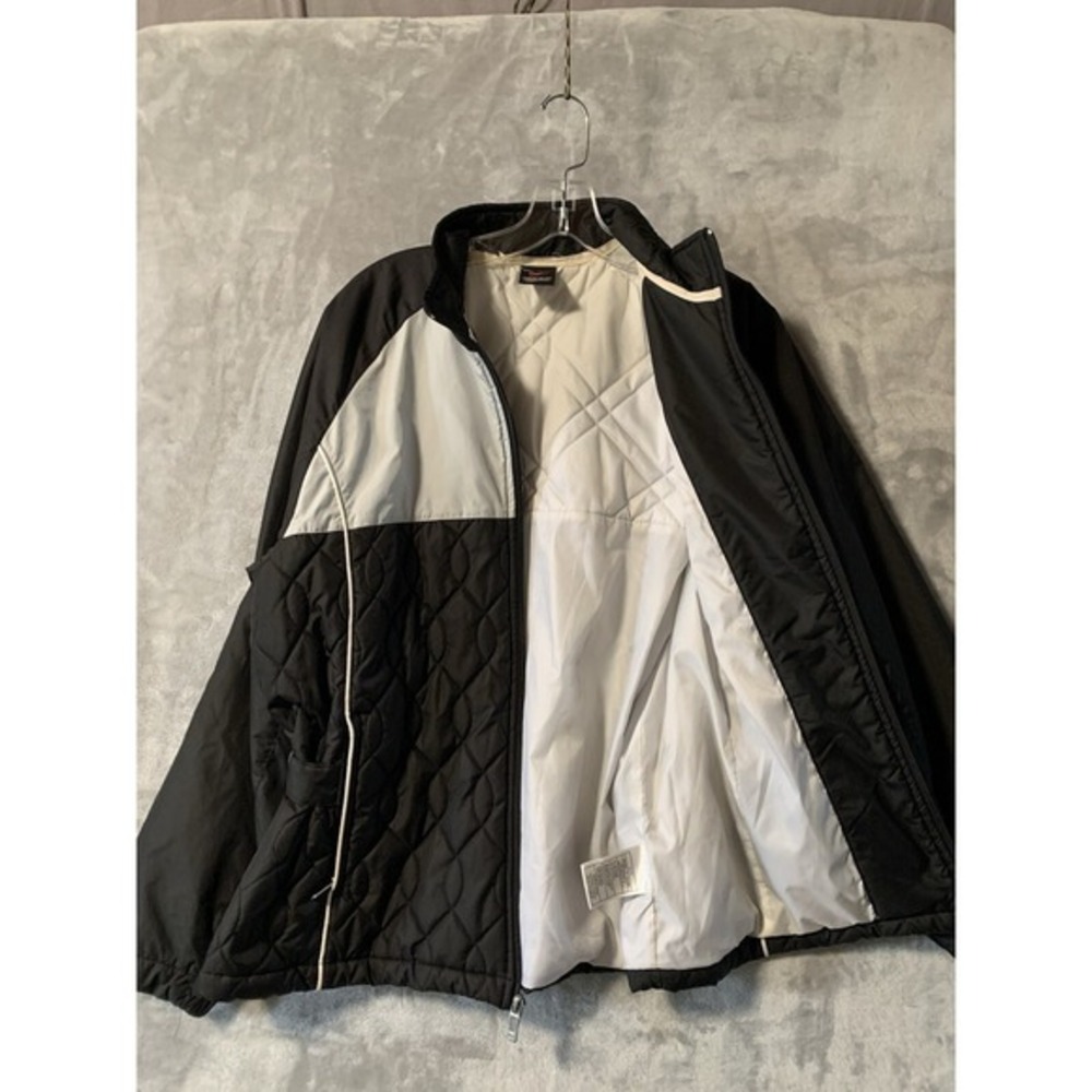 Nike Quilted Jacket Womens Large Black Gray Belted Puffer Coat Active Wear
